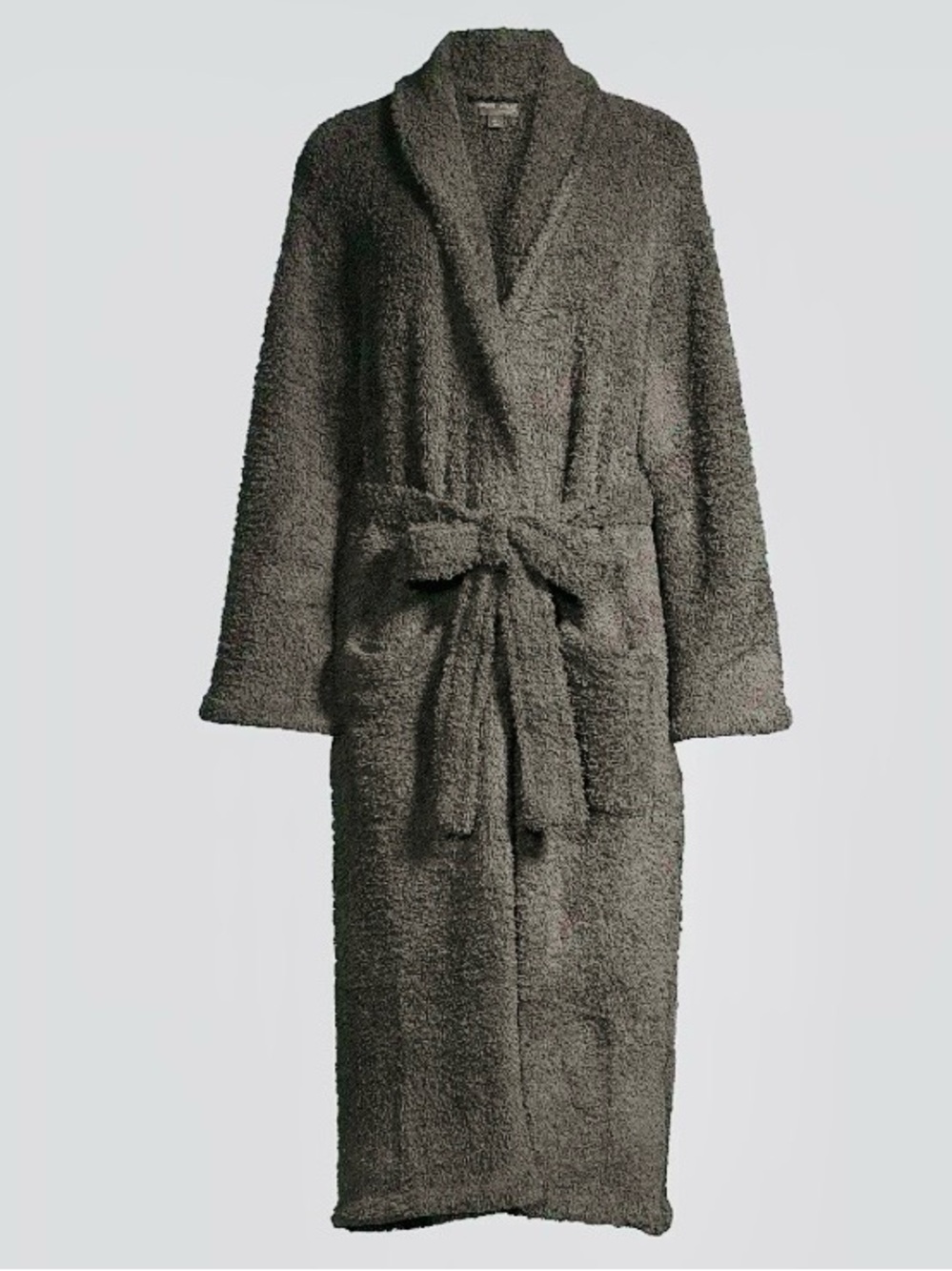 Barefoot Dreams Gray Plush Shawl-Collar Long Robe